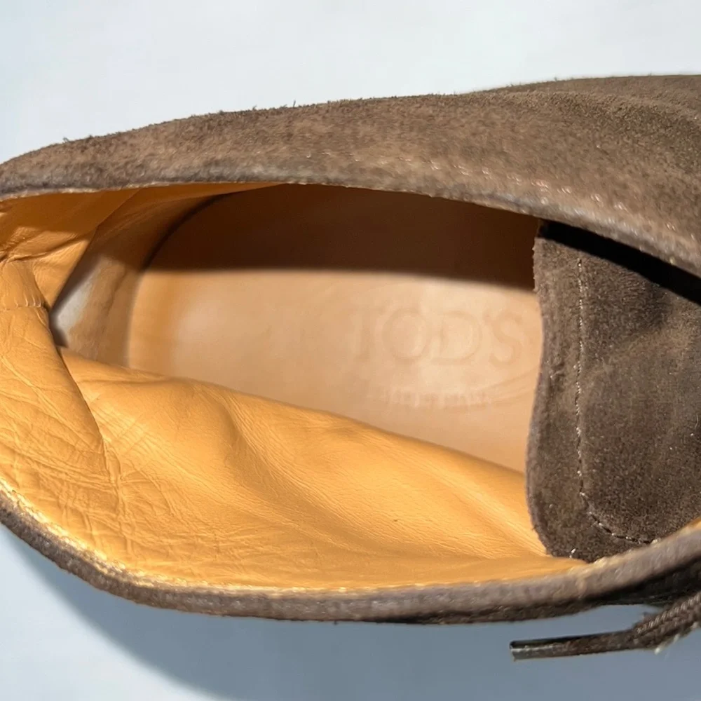 Tod's Gommino Desert Lace-Up Boots Brown Suede Made In Italy Vibram
